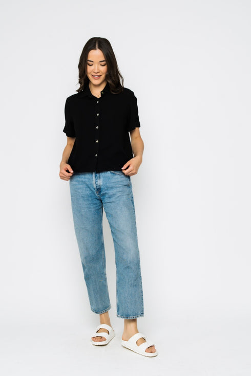 Nina-Roll Cuff Short Sleeve Shirt